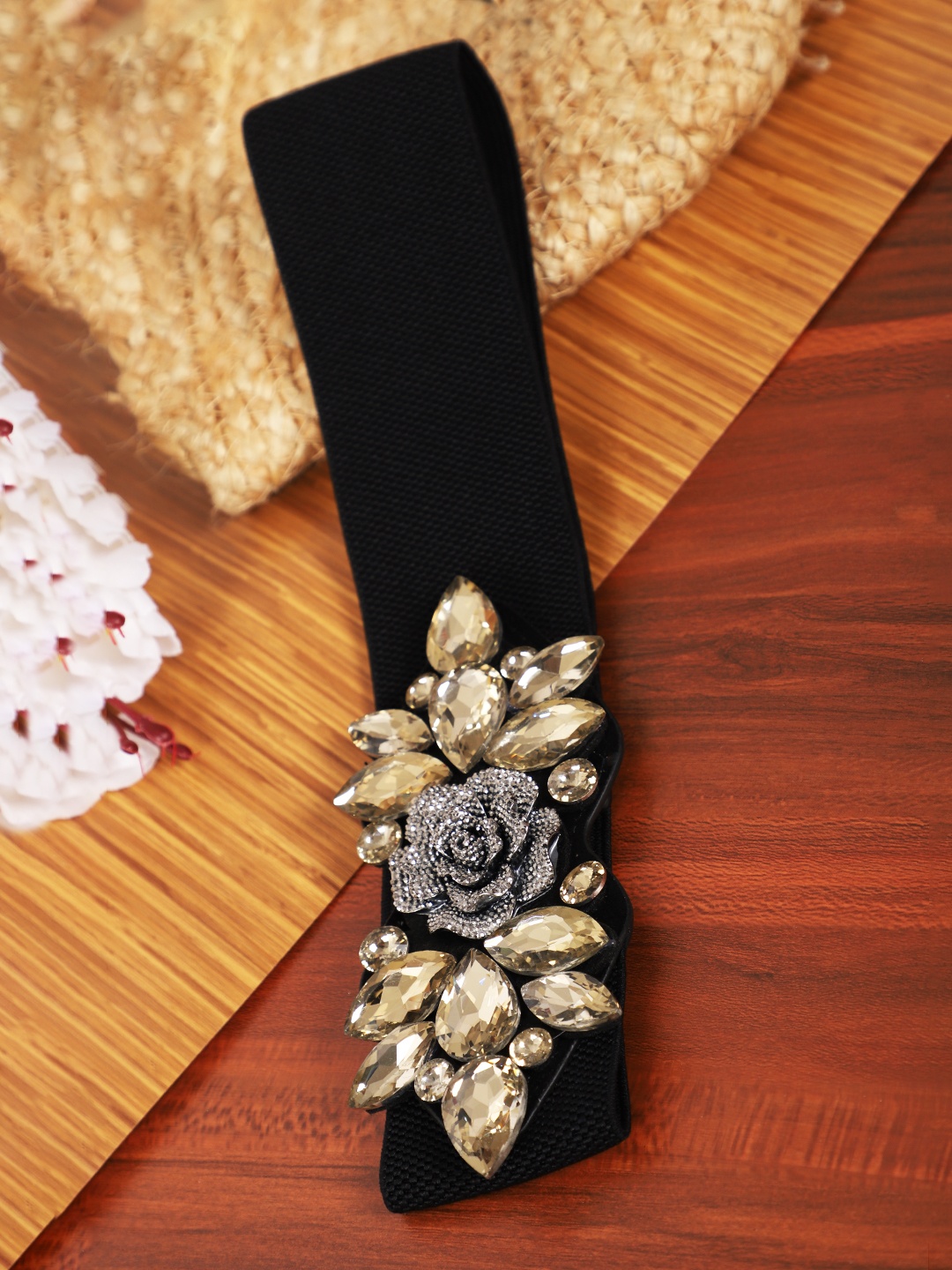 YouBella Women Fashion Jewellery Stylish and Trendy Design Stretchable Black Waist Belt  for Women and Girls